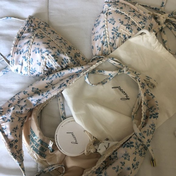 NWT | Sold Out Peony String Tri Bikini in Porcelain - Picture 15 of 15